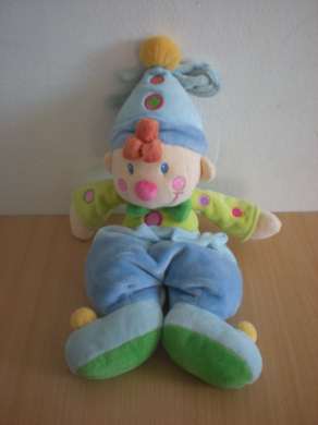 Doudou Clown Nicotoy Bleu vert 