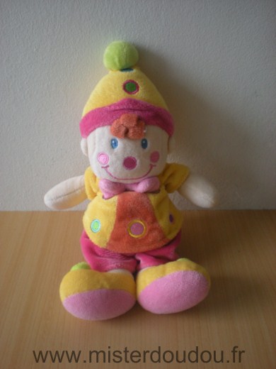Doudou Clown Nicotoy Jaune rose 