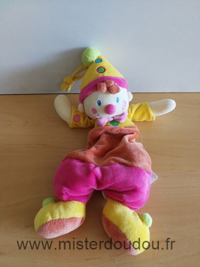 Doudou Clown Nicotoy Rose orange jaune kiabi 