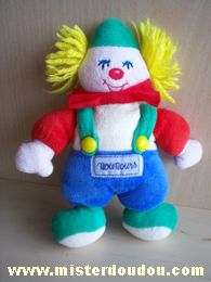 Doudou Clown Nounours Bleu vert rouge blanc 