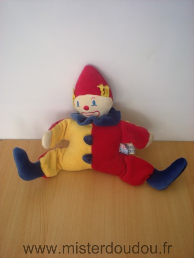 Doudou Clown Sucre d orge Jaune rouge bleu 