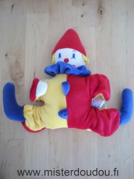 Doudou Clown Sucre d orge Rouge jaune bleu blanc Jambes et bras élastiques