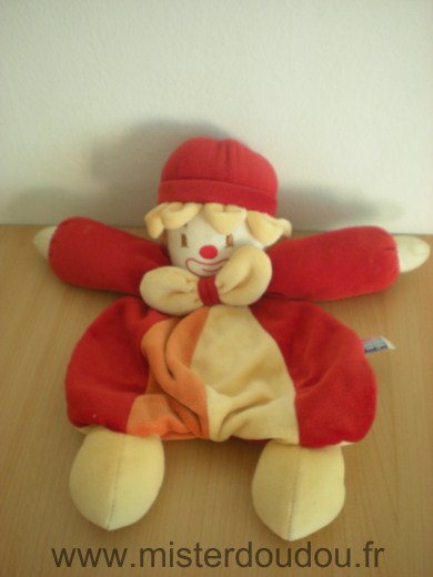 Doudou Clown Sucre d orge Rouge jaune orange 