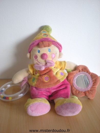 Doudou Clown Vetir Jaune rose orange 