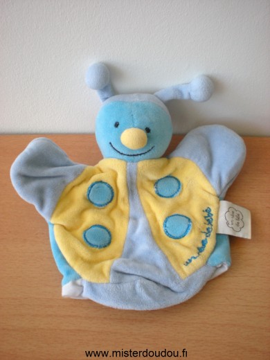 Doudou Coccinelle Cmp Un reve de bebe bleu jaune points bleus 