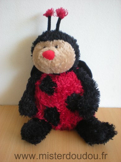 Doudou Coccinelle Jellycat Rouge noir beige 