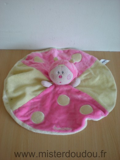 Doudou Coccinelle Luminou Rose jaune 