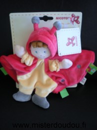 Doudou Coccinelle Nicotoy Bonhomme coccinelle rouge jaune 