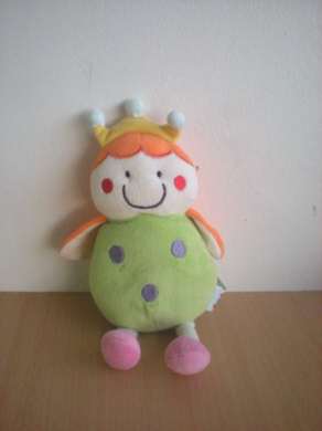 Doudou Coccinelle - marque non connue - Vert ailes oranges 
