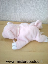 Doudou Cochon 0 Rose ruban rose autour du cou 
