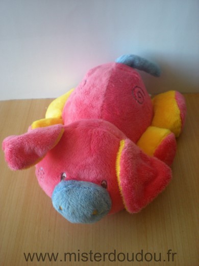 Doudou Cochon Addex Rose bleu jaune 