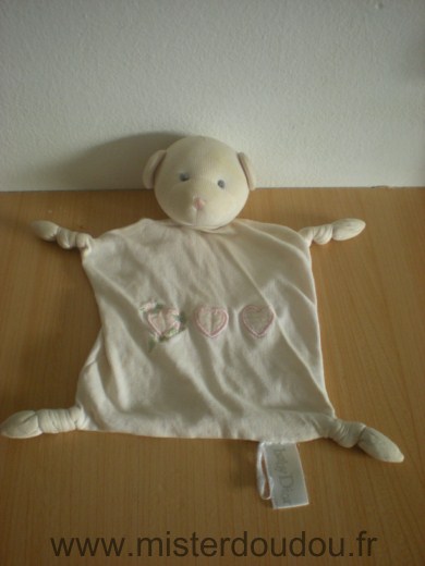 Doudou Ours Baby dior Rose trois coeurs 