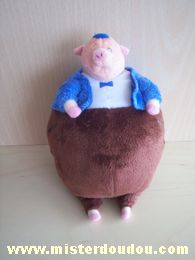 Doudou Cochon Disney Marron blanc veste bleu 