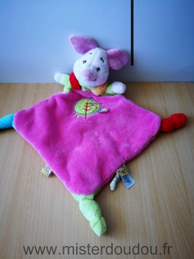 Doudou Cochon Disney Porcinet rose vert 