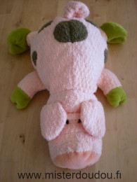 Doudou Cochon Nici Rose raches vertes Grand modèle