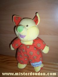 Doudou Cochon Nounours Jaune orange à fleurs 