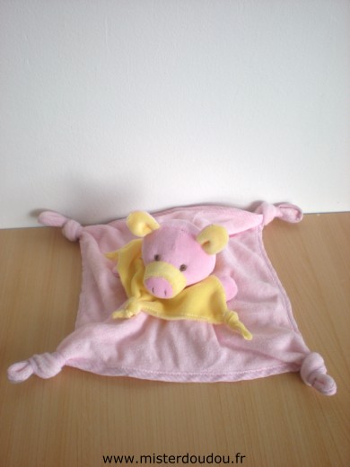 Doudou Cochon - marque non connue - Tissus eponge rose jaune 