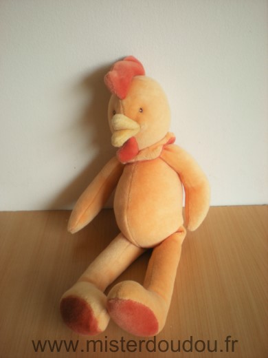 Doudou Coq Moulin roty Orange 