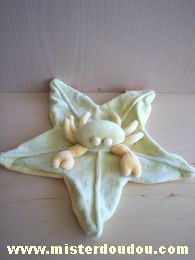 Doudou Crabe Moulin roty Etoile verte dessus jaune dessous 