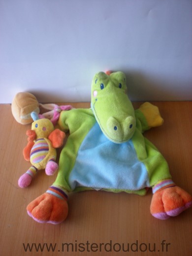 Doudou Crocodile Nicotoy Bleu vert 