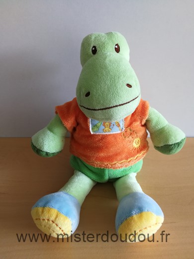 Doudou Crocodile Nicotoy Vert orange ma petite tribue 