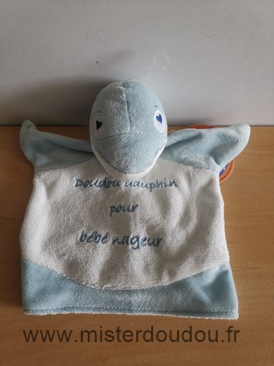 Doudou Dauphin - marque non connue - Bleu blanc dauphin pour bebe nageur 