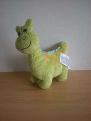 Doudou Dinosaure H et m Vert points orange 