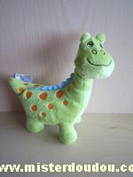 Doudou Dinosaure H et m Vert points oranges 