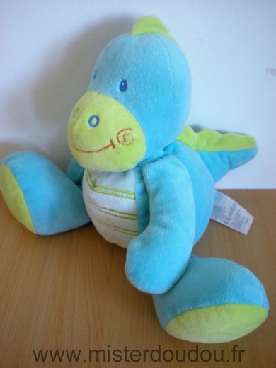 Doudou Dinosaure Kiabi baby Dragon jogystar bleu vert 