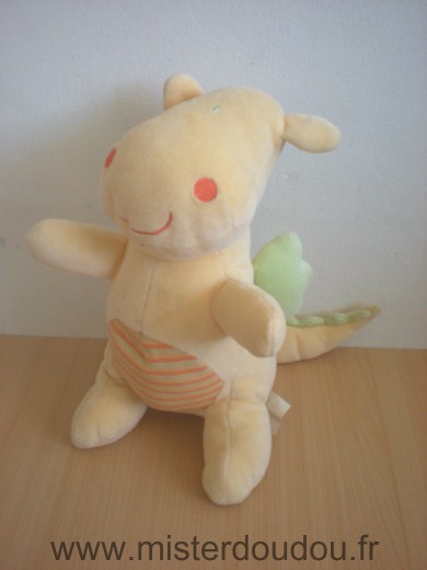 Doudou Dragon 0 Jaune vert orange 