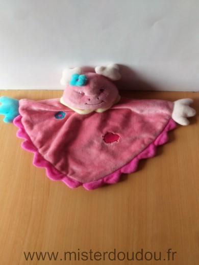 Doudou Dragon Kiabi baby Rose coeur 