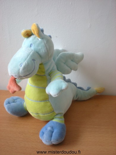 Doudou Dragon Nicotoy Bleu vert 