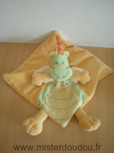 Doudou Dragon Nicotoy Jaune orange vert blanc 