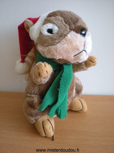 Doudou Ecureuil Afibel Marron écharpe verte 