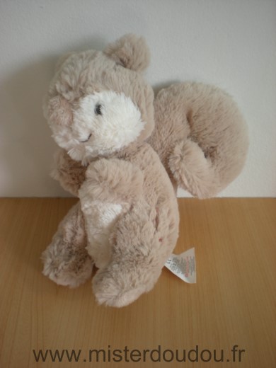 Doudou Ecureuil Grain de ble Peluche beige blanc 