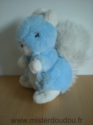 Doudou Ecureuil Nounours Peluche bleu blanc 