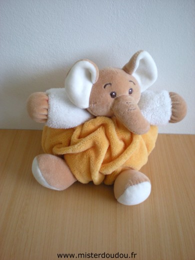 Doudou Eléphant 0 Eléphant aloha orange blanc 