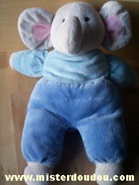 Doudou Eléphant 0 Gris bleu clair bleu 