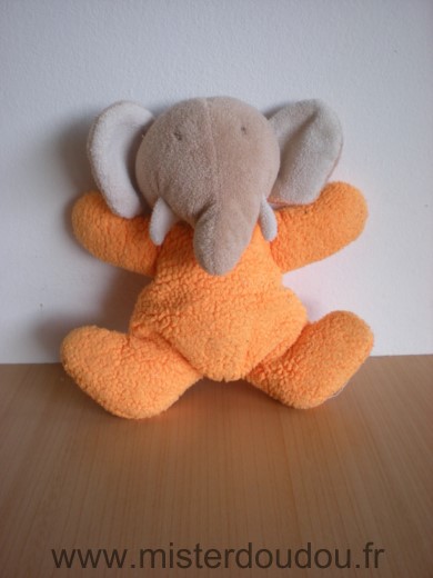 Doudou Eléphant Ajena Orange marron 