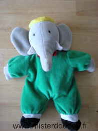 Doudou Eléphant Ajena Vert gris Babar