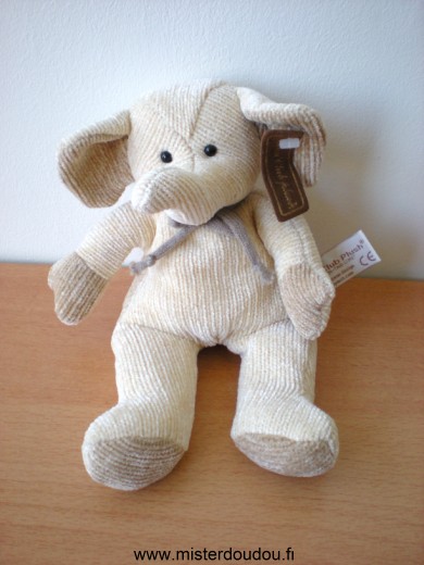 Doudou Eléphant Anna club plush Tissus tricot beige marron 