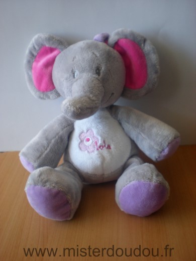 Doudou Eléphant Arthur et lola Gris rose 