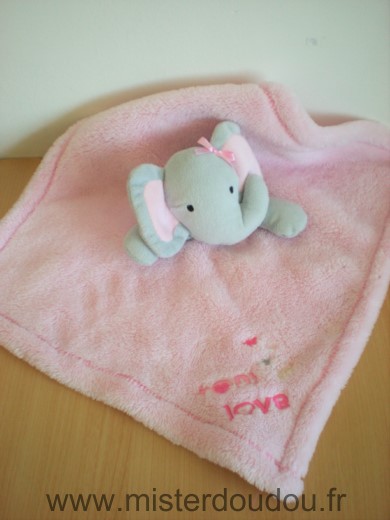 Doudou Eléphant Baby gear Gris couverture polaire rose tons of love 