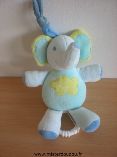 Doudou Eléphant Baby sun Bleu vert 