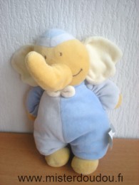 Doudou Eléphant Bengy Bleu écru beige 