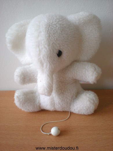 Doudou Eléphant Boulgom Blanc en peluche Boite a musique ne fonctionne pas