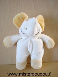 Doudou Eléphant Bout chou Ecru jaune 