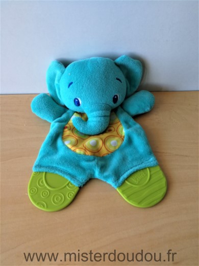 Doudou Eléphant Bright starts Bleu orange vert ronds 