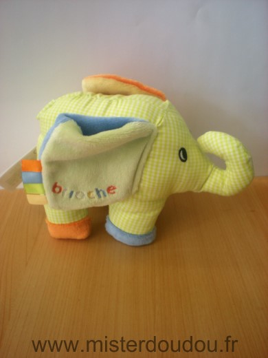 Doudou Eléphant Brioche Vert 