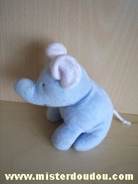 Doudou Eléphant Comptine Bleu blanc Nez usagé nous le proposons quand même pour un dépannage urgent